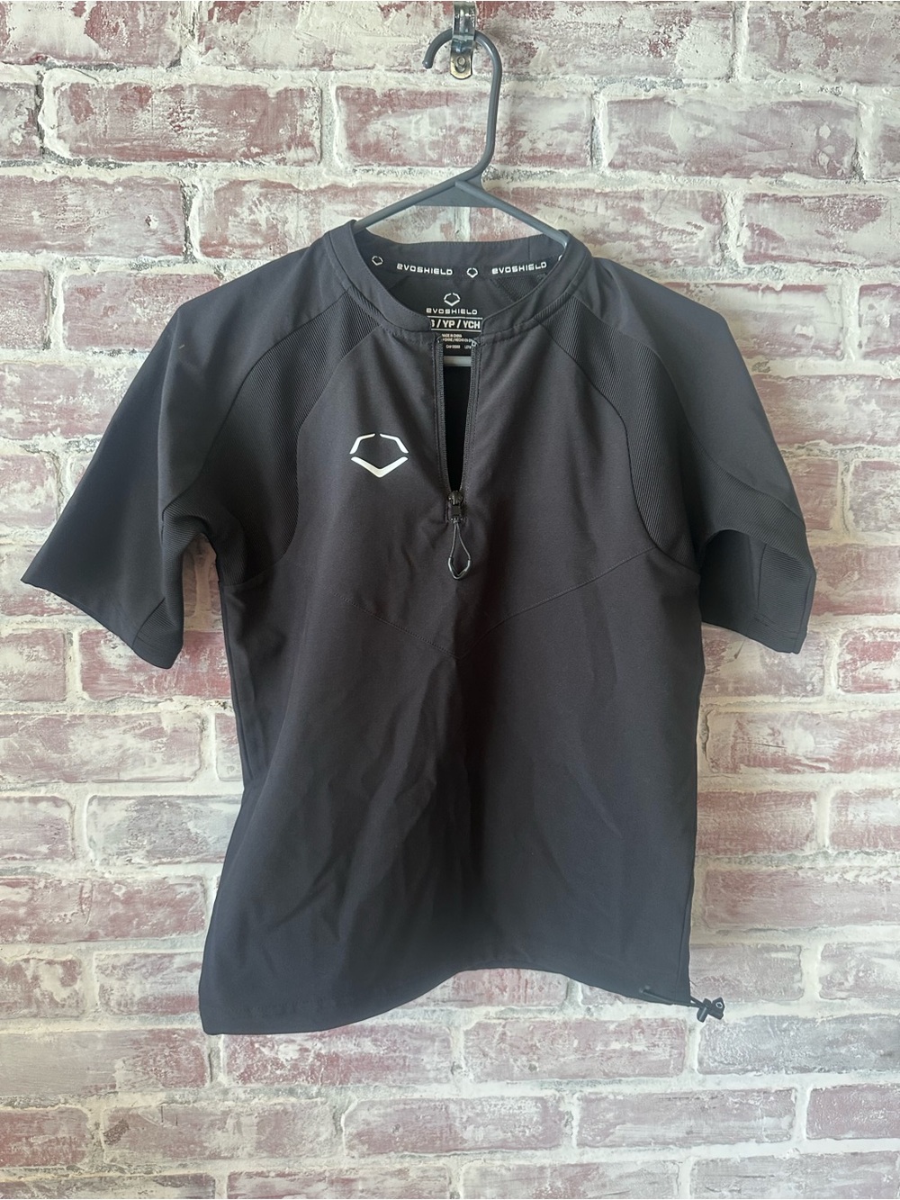 Kids Black Short-Sleeve Evoshield Front Zip